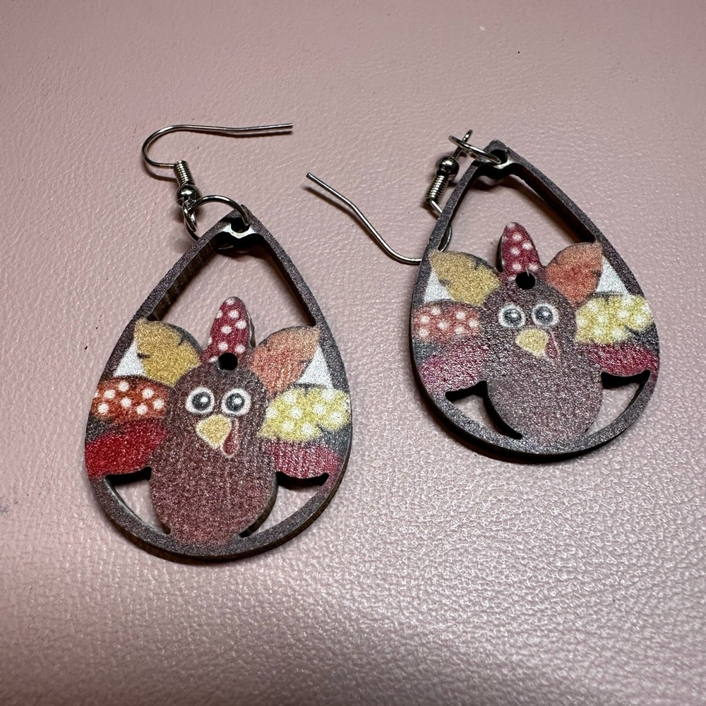 Multicolor Turkey Drop Earrings